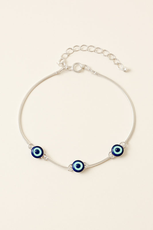 Sterling Silver Evil Eye Protection Anklet